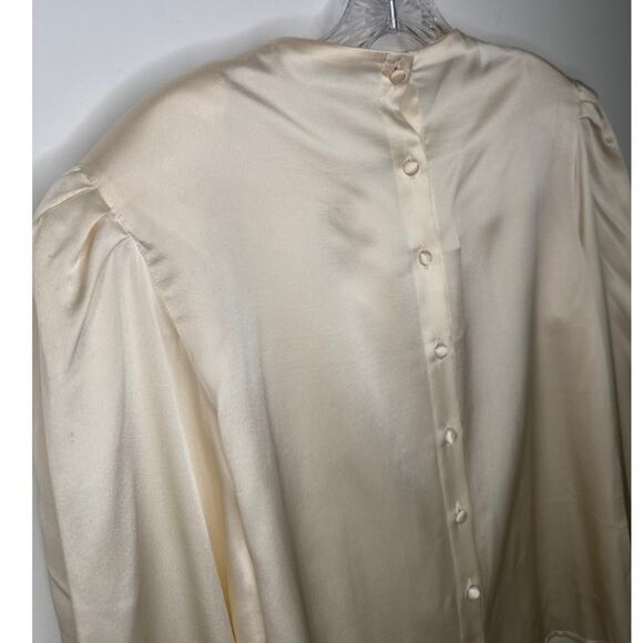 Vintage Lloyd Williams Silk cream blouse beaded sequin draped cowl neck medium - Picture 8 of 14